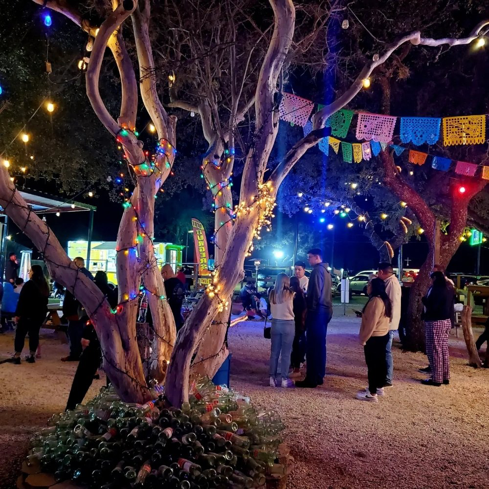 Food trucks at Area 51 at night
