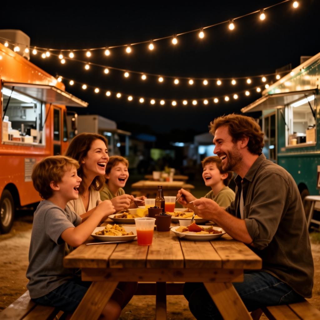 Families eating at Area 51 Food Park